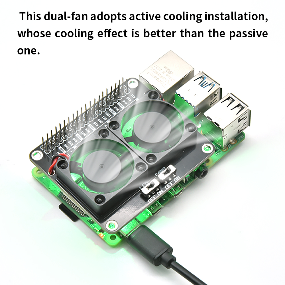 Raspberry Pi Water Cooling Kit - Escudo de ventilador de refrigeración Dual